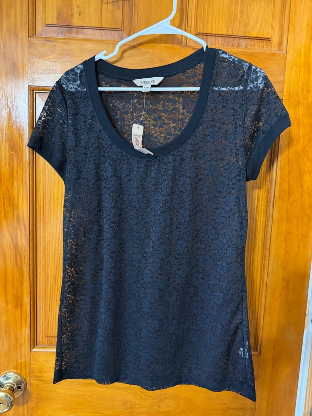 Decree Black Floral Lace Short Sleeve Tee